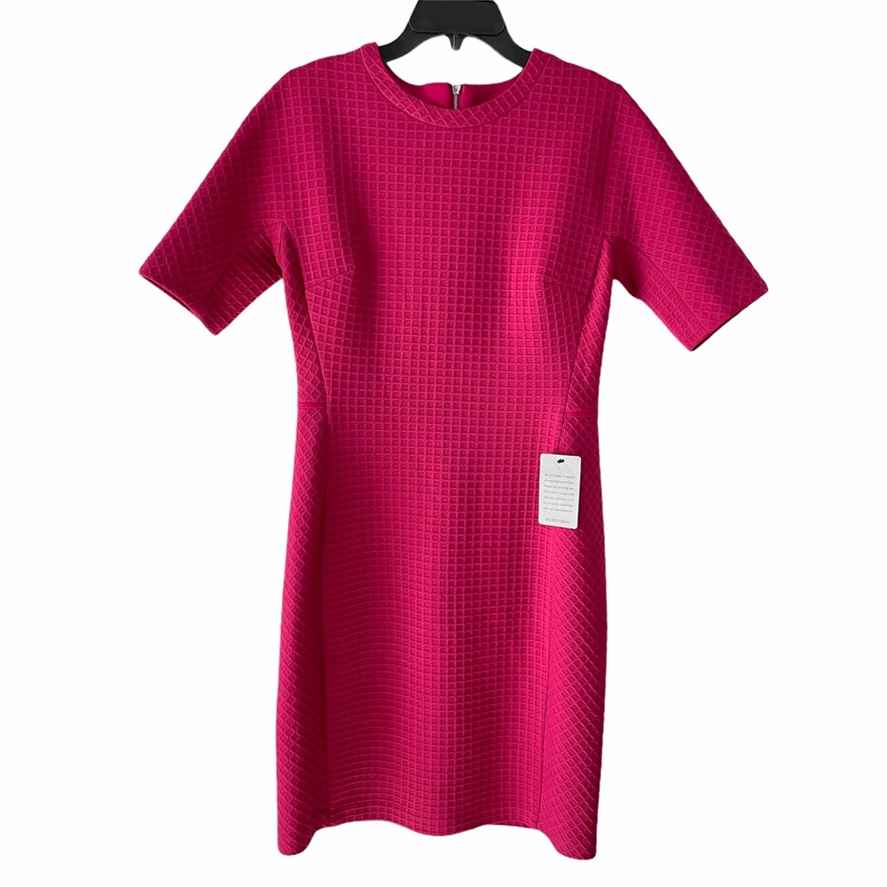 Maggie London Crew Neck Waffle Knit Sheath Dress - Picture 1 of 12